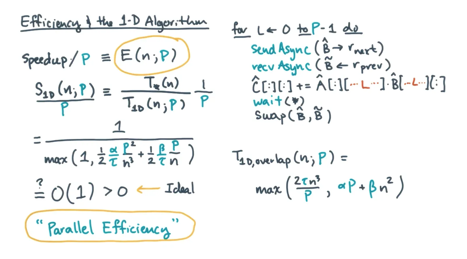 Speedup / P OR Sequential Time / Parallel Time * P is parallel efficiency and aim to keep it at a constant