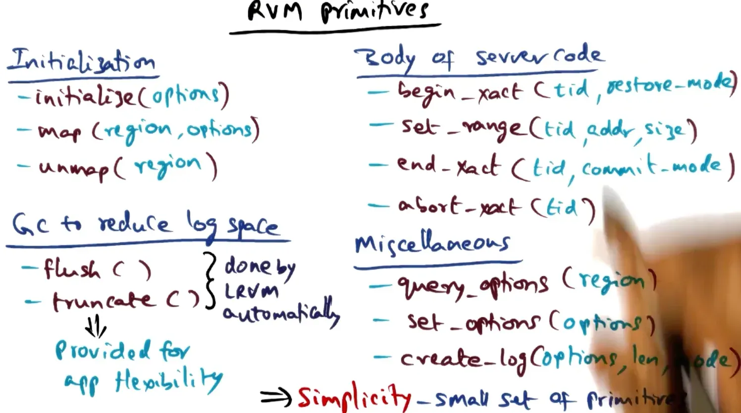 Recoverable Virtual Memory allows you to initialize by region, do transaction management with address range specifica…