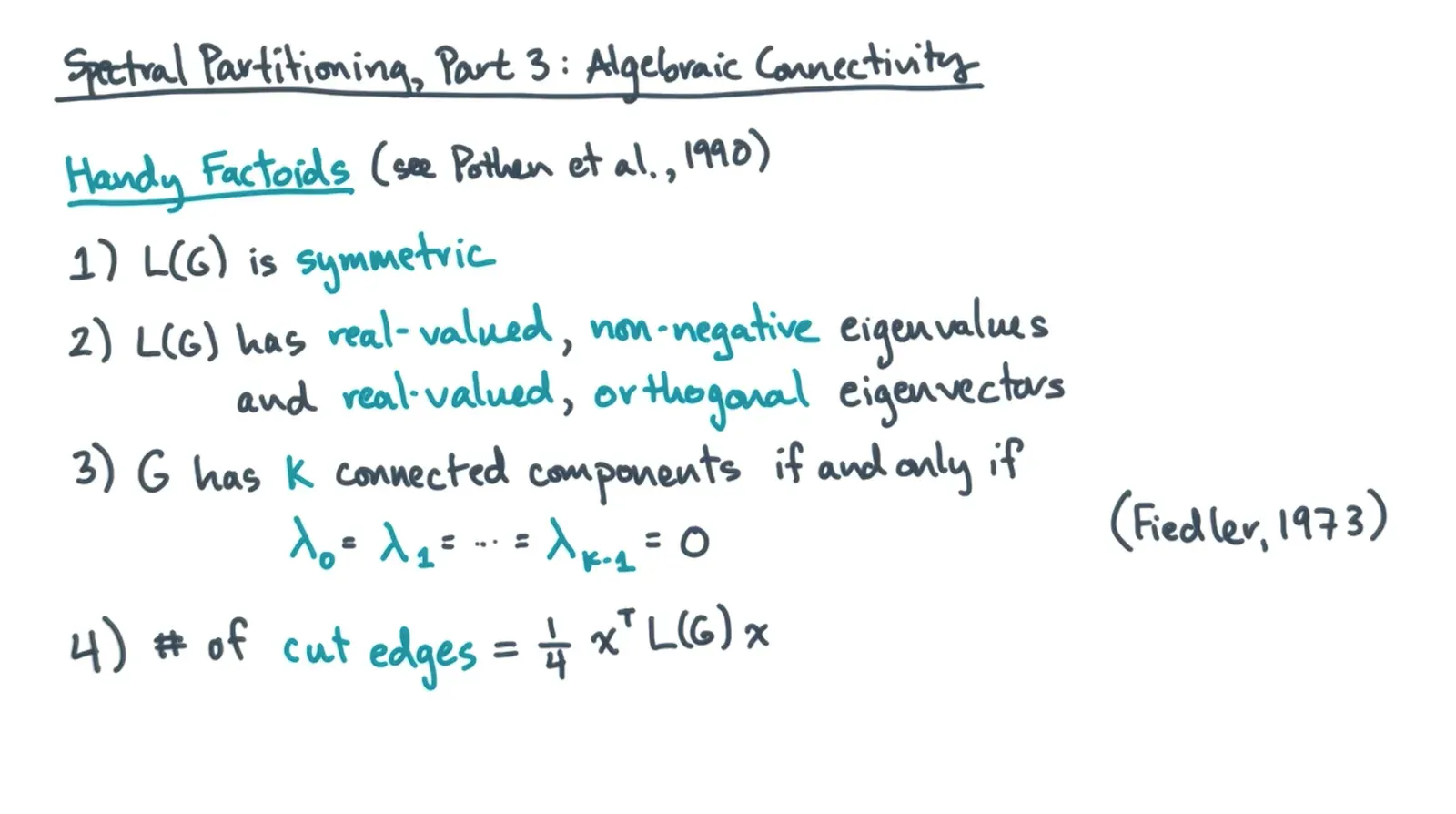 Few facts related to the spectreal partitioning algorithm