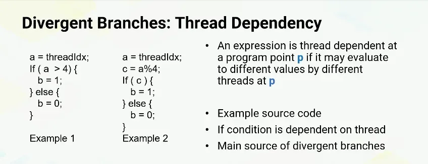 Can detect divergent branches at compile time by evaluating expression dependencies
