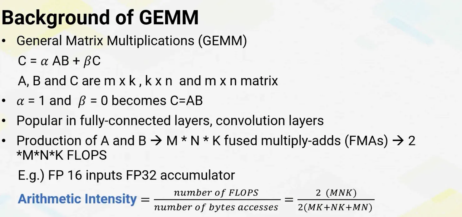 Arithmetic intensity used to compare machine’s FLOP’s/B