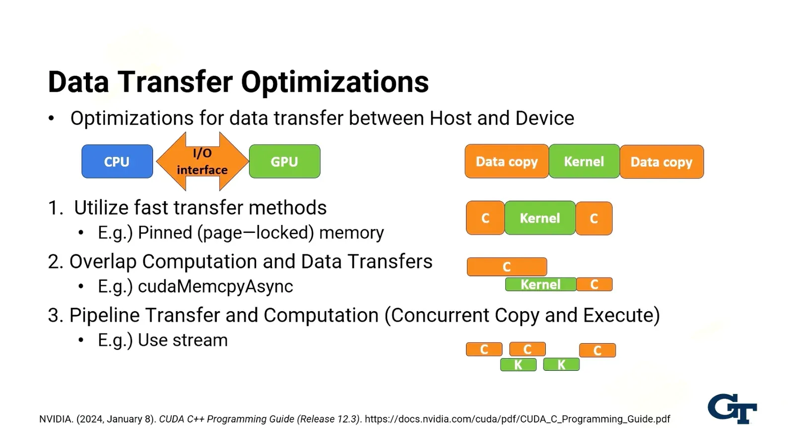 Execution time = data transfer time  + compute time + memory access time where all 3 can be optimized
