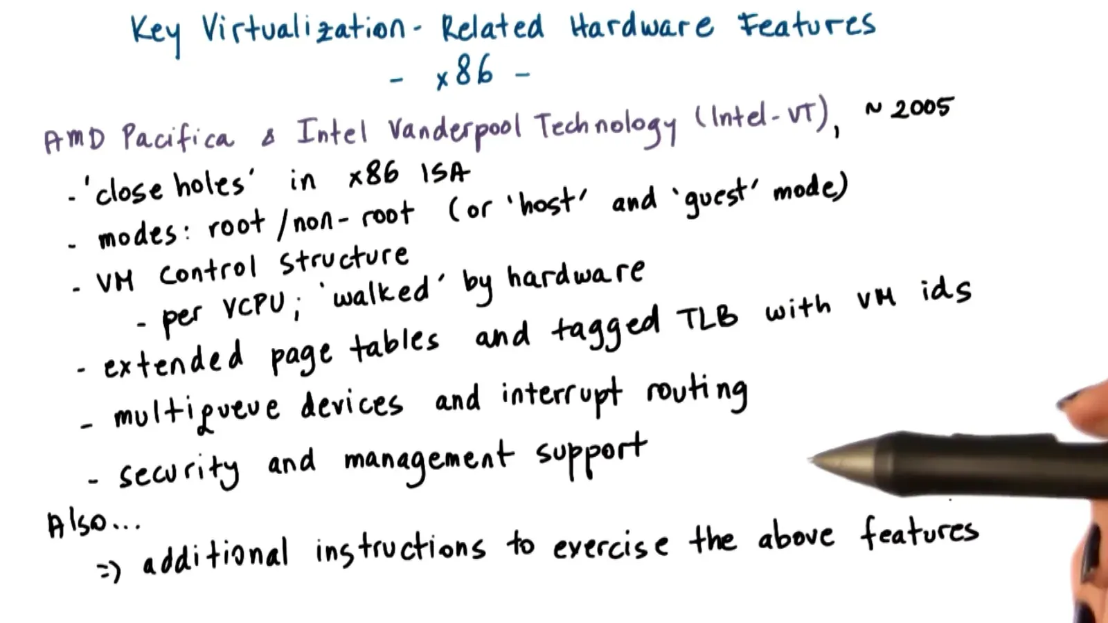 Hardware companies realized how important virtualization is and started implementing those features themselves