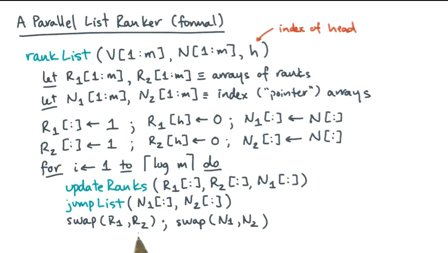 Updating ranks and jump lists are parallelizable with a for loop